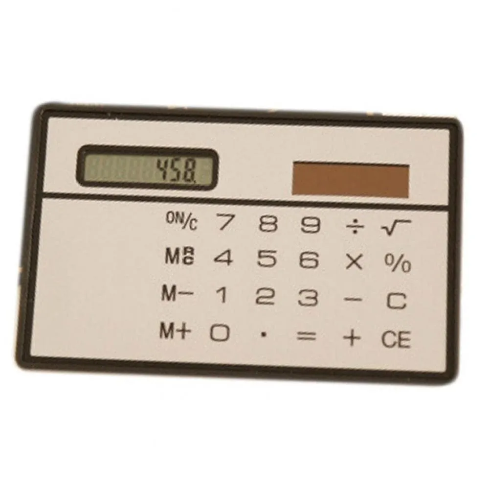 2pcs Mini Solar Powered Pocket Calculator, Thin Black & Silver, Office School Supplies