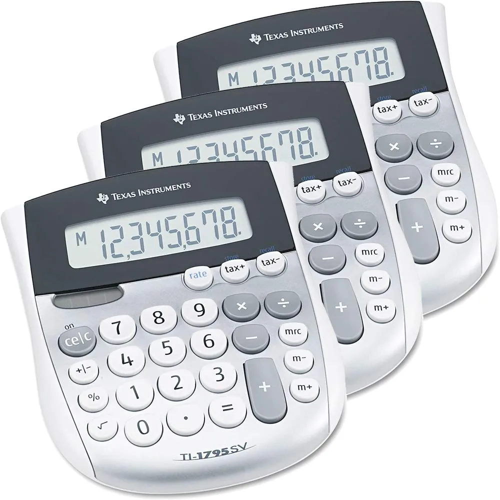 3 Pack Value Bundle TEXTI1795SV TI-1795SV Minidesk Calculator with 8-Digit LCD Display