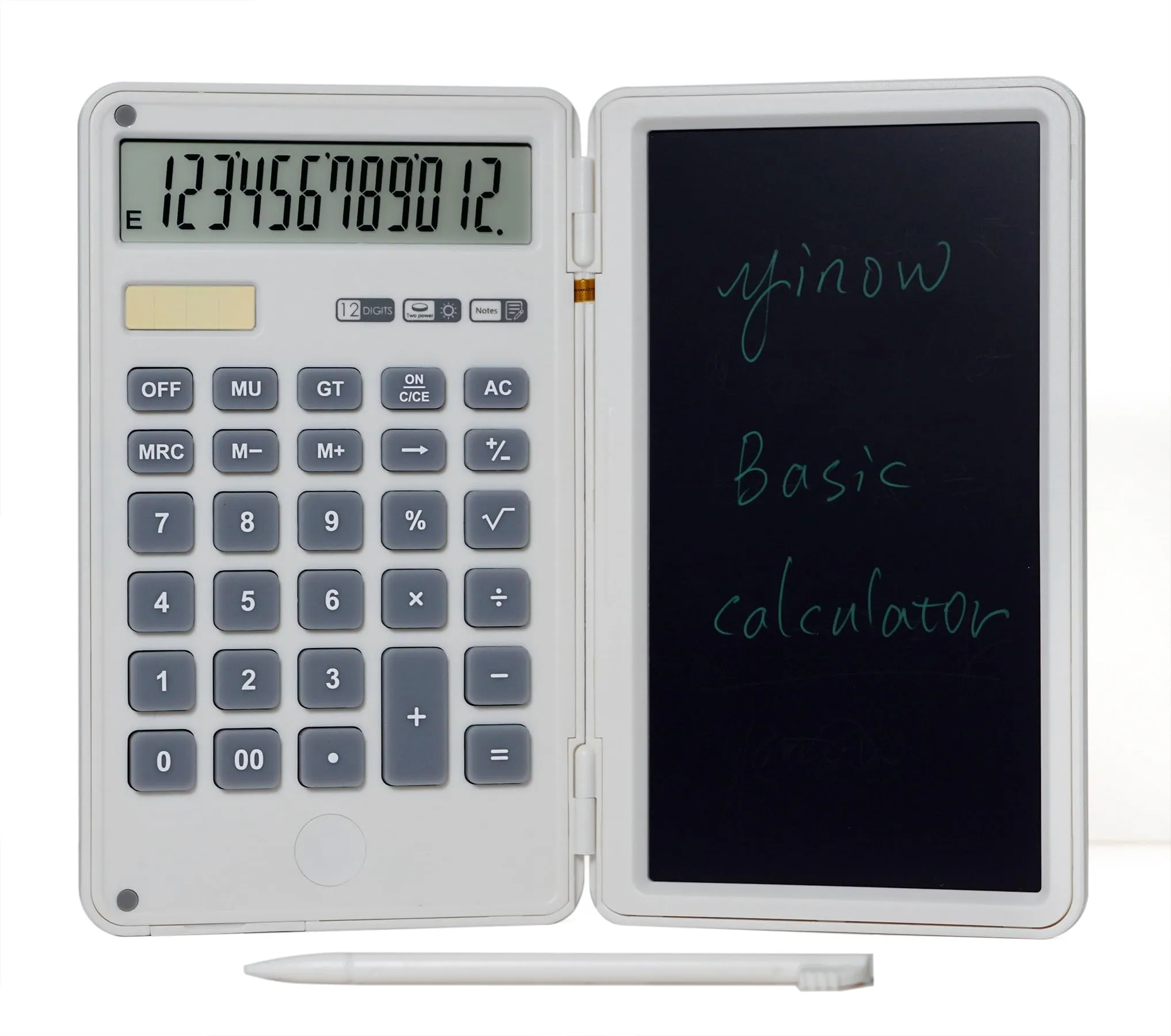 Basic Office Calculators in White with Writing Pad by Yinow