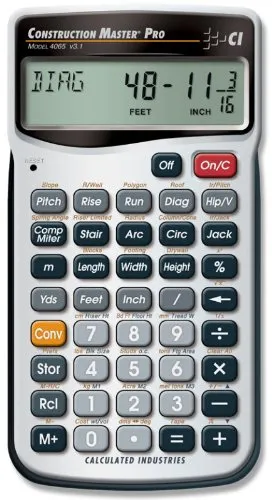 Calculated Industries 11-Digit Construction Calculator - Advanced Feet-Inch-Fraction Math Tool