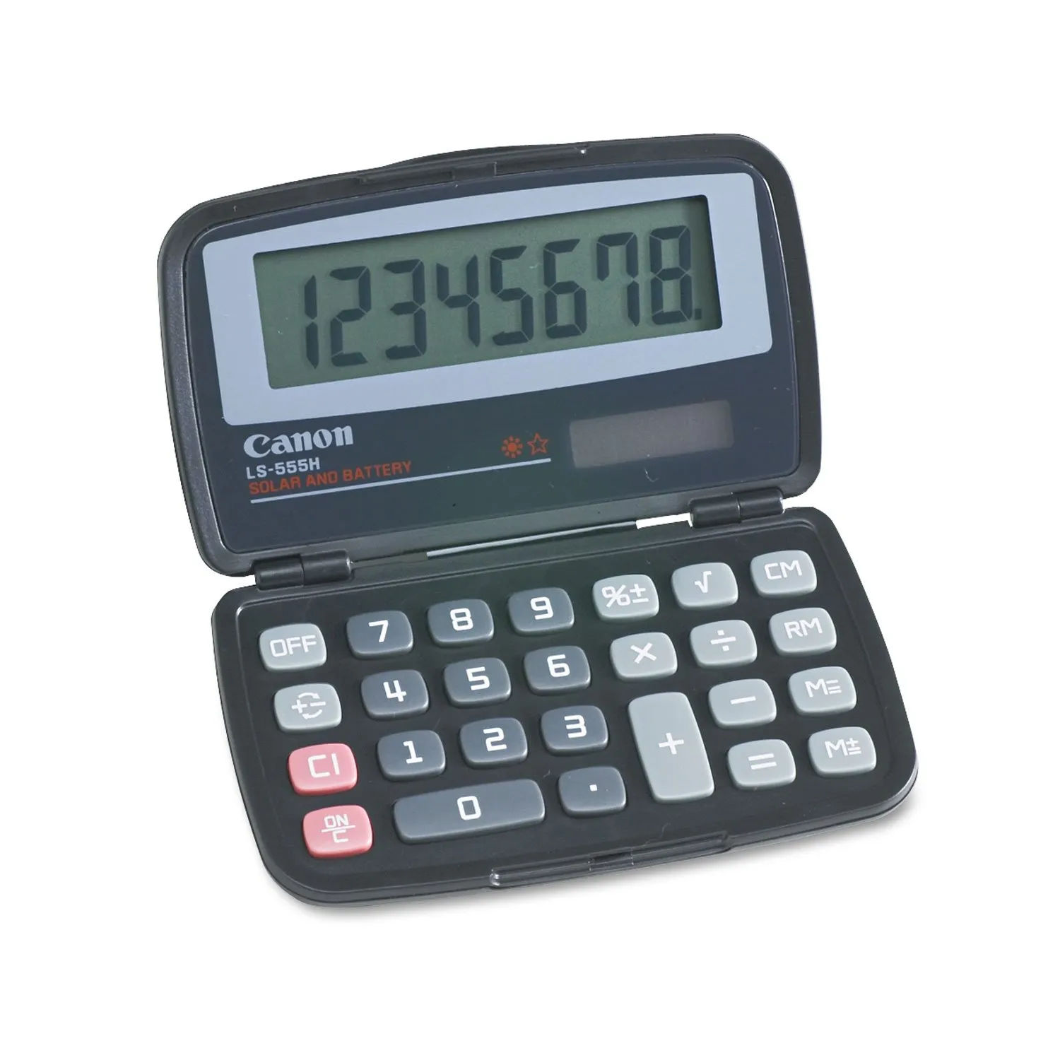 Canon 4009A006AA LS555H Foldable Pocket Calculator, 8-Digit LCD, Solar & Battery Powered