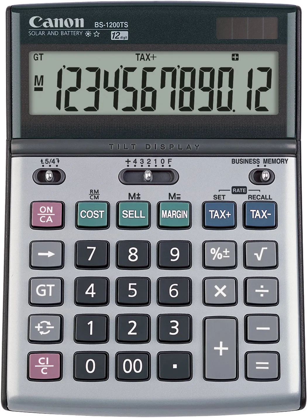 Canon BS-1200TS Business Calculator with 12-Digit Display and High-Quality Metallic Design