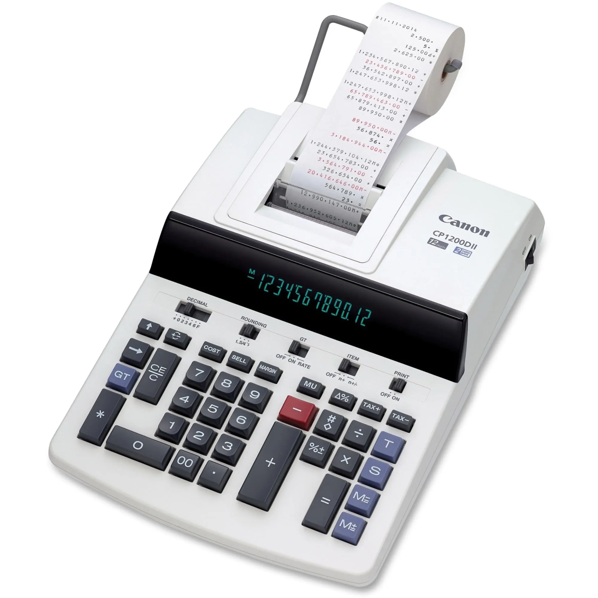 Canon CP1200DII Desktop Printing Calculator, White, 12 Digit, High-speed, Heavy-duty Design