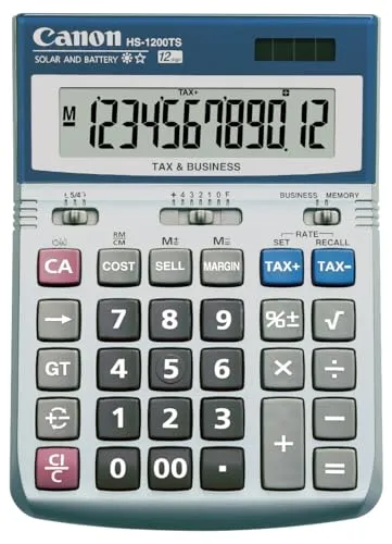 Canon HS-1200TS Business Calculator - Black, 12-Digit Display, Profit Margin & Tax Calculation