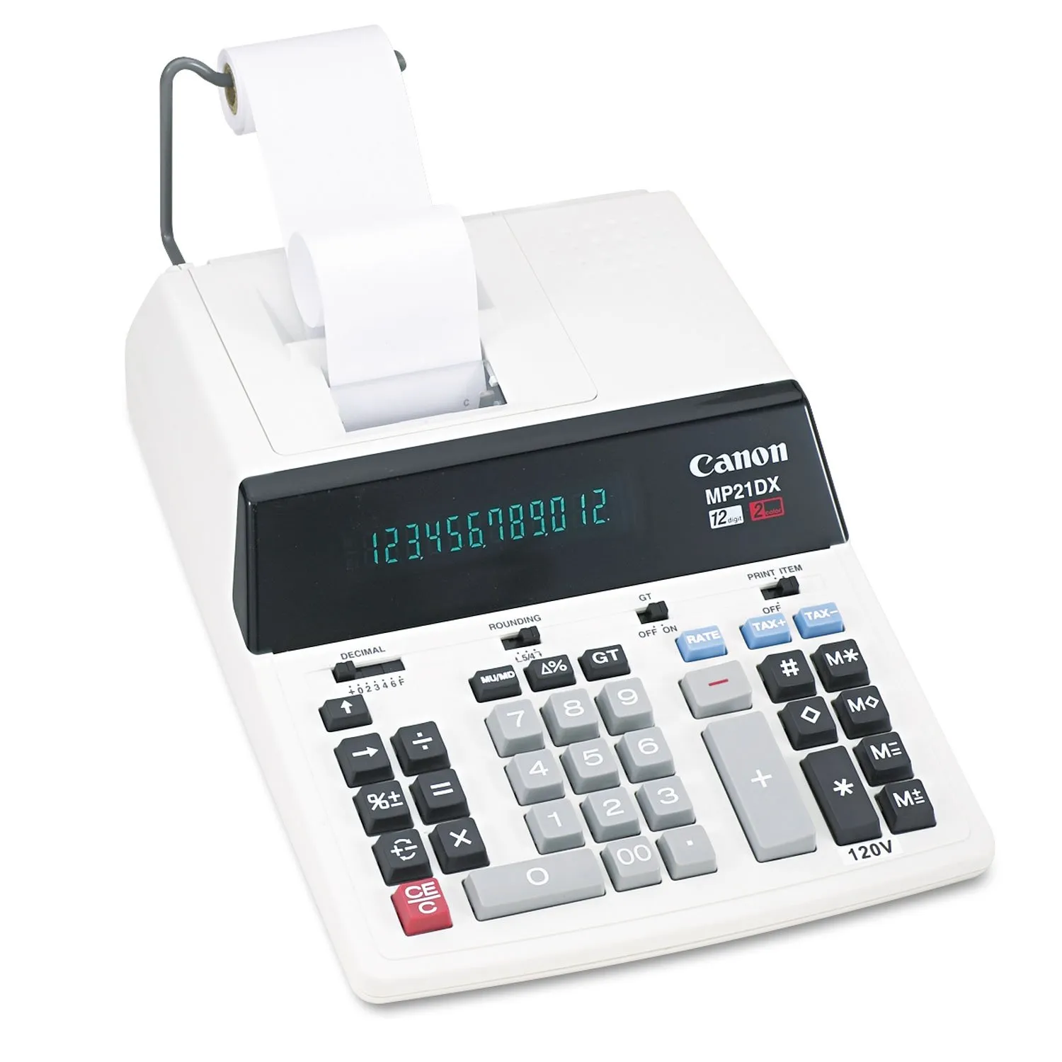 Canon MP21DX 12-Digit Desktop Calculator with Luminous Display, Black/Red Print, Large Keys