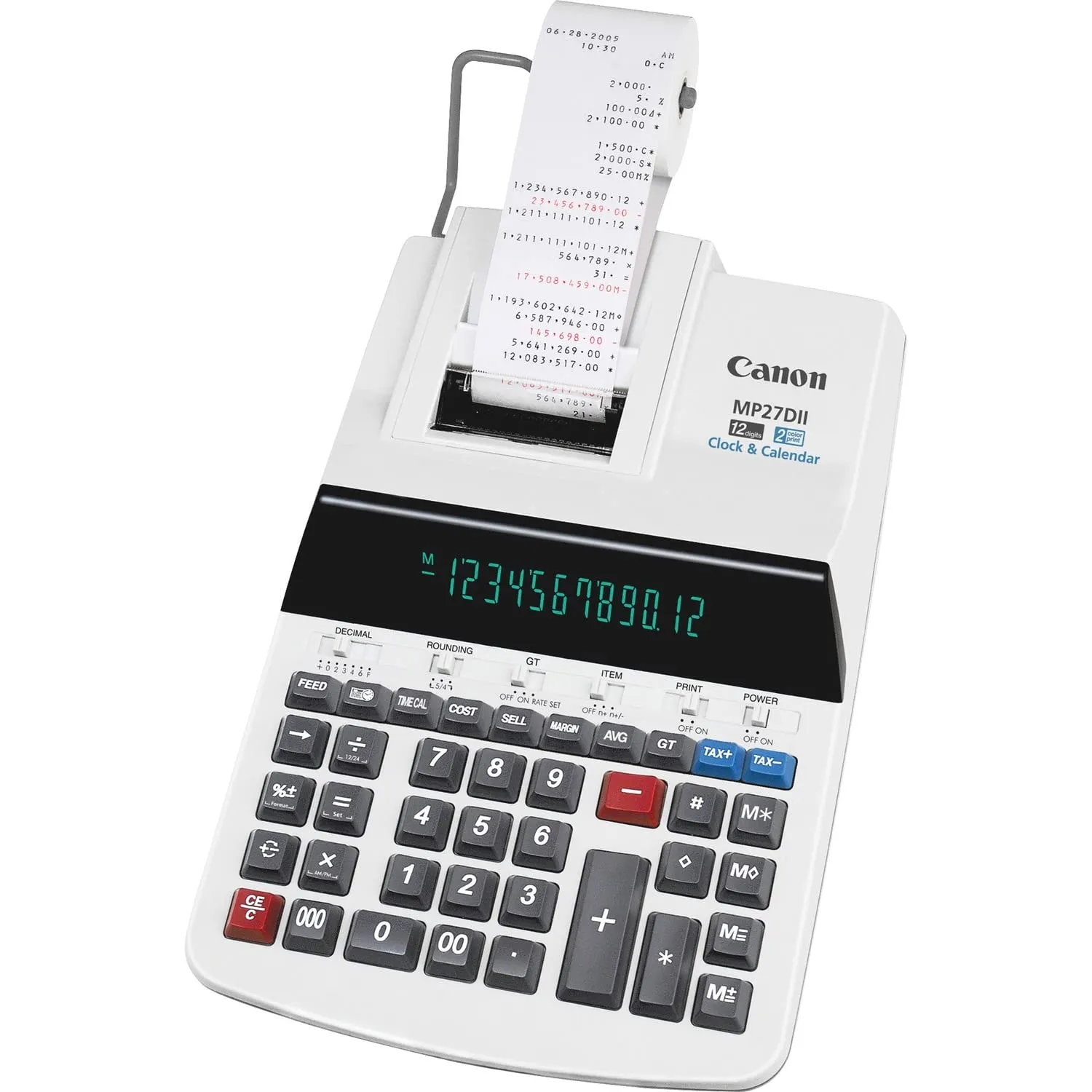 Canon MP27DII Desktop Printing Calculator with 12-Digit Display, Heavy-Duty, Tax & Time Functions