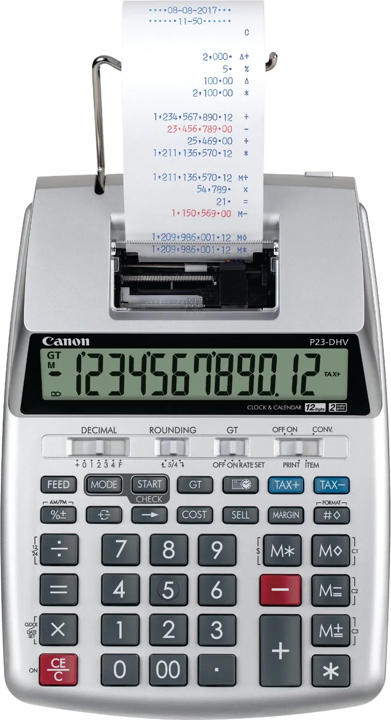 Canon P23-DHV-3 Printing Calculator with Double Check Function, Tax Calculation & Currency Conversion