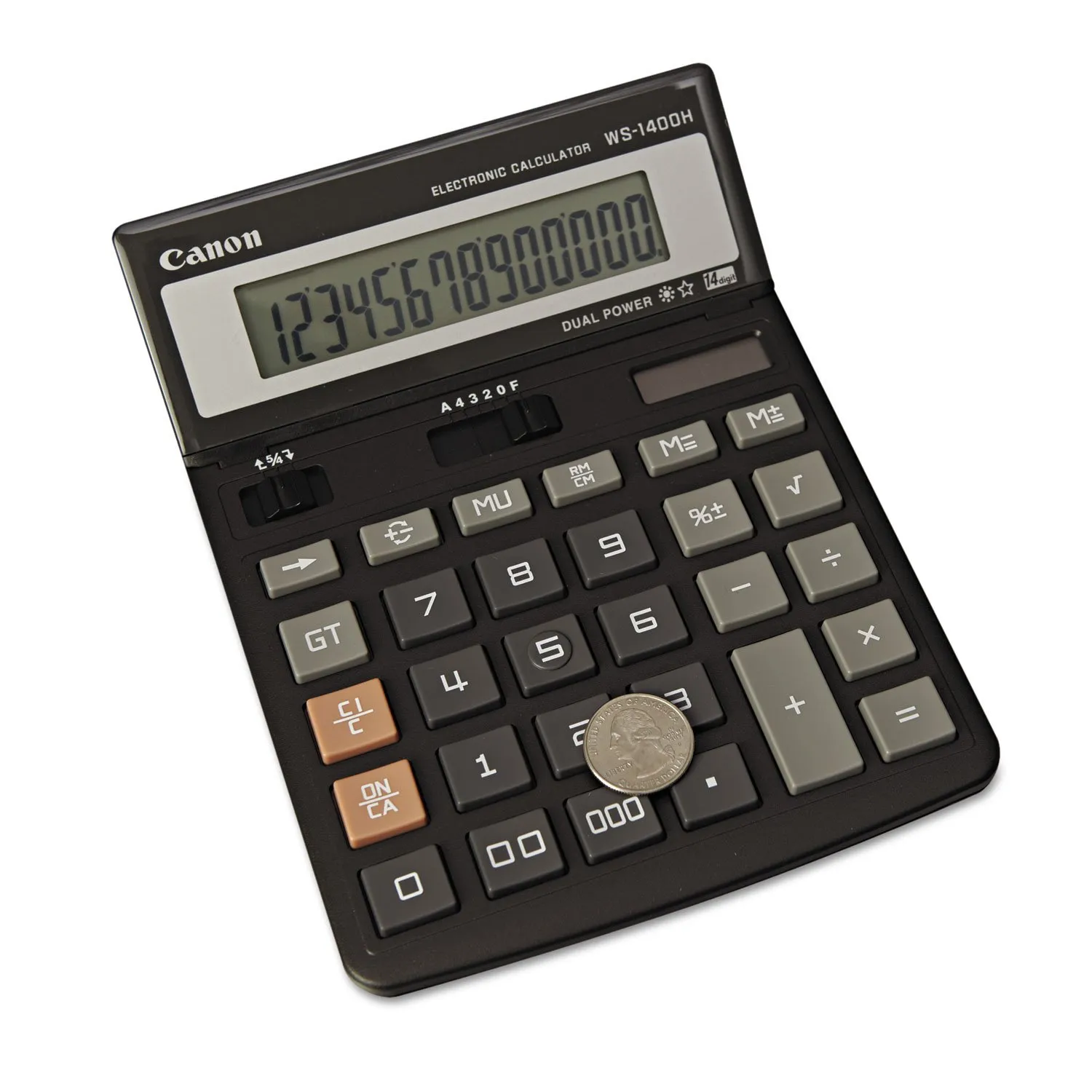 Canon WS1400H Display Calculator, 14-Digit LCD, Dual Solar/Battery Power, Large Key Tops