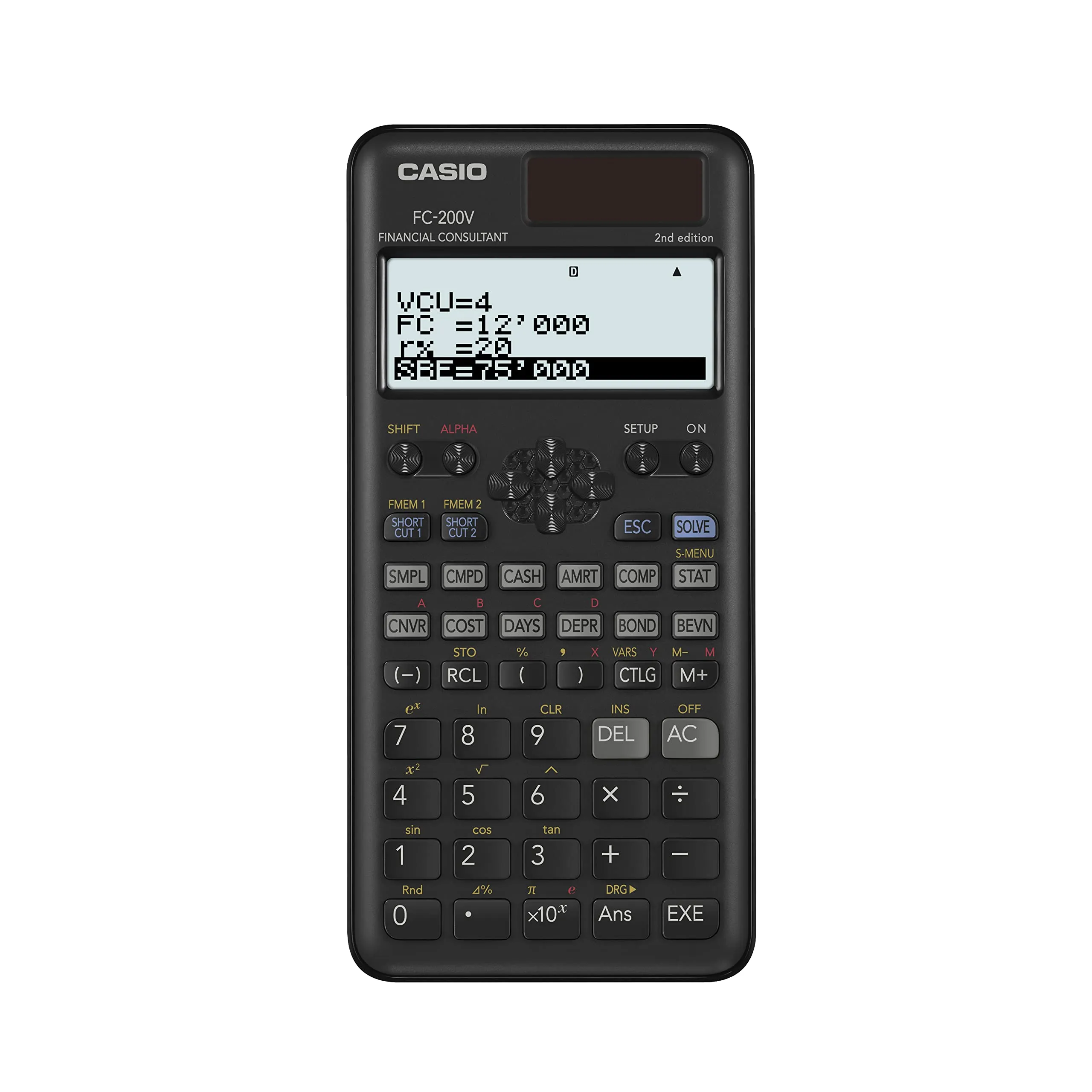 Casio FC 200V2 Financial Calculator with 4-Line Display and Impact Protection Cover