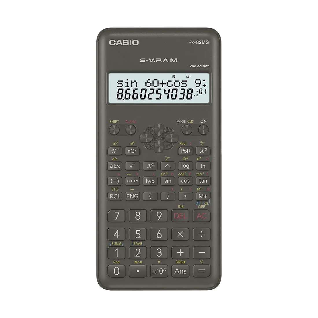 Casio FX-82MS 2nd Edition Scientific Calculator - Multi-replay, 2-Line Display, Hard Case