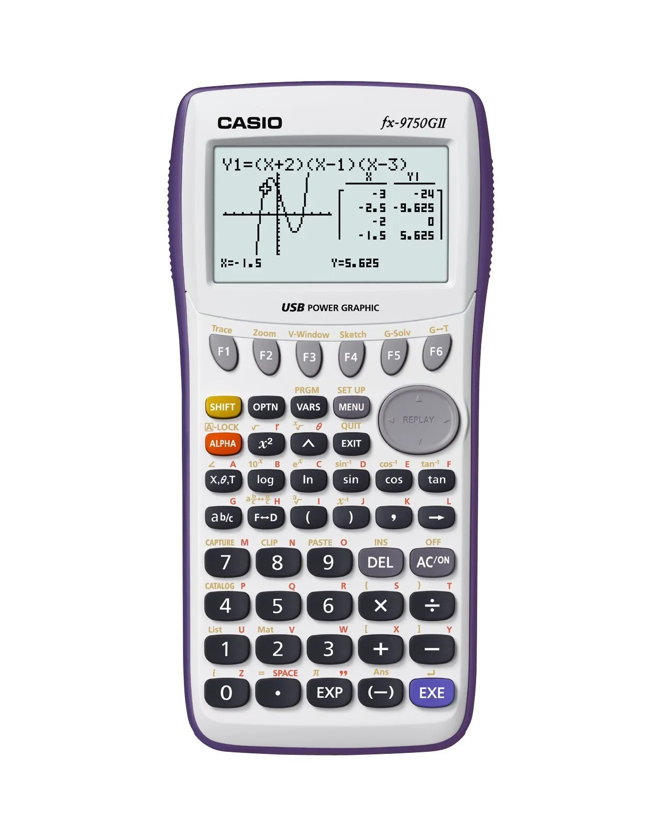 Casio fx-9750GII Graphing Calculator, White - High-Resolution Display, USB Connectivity