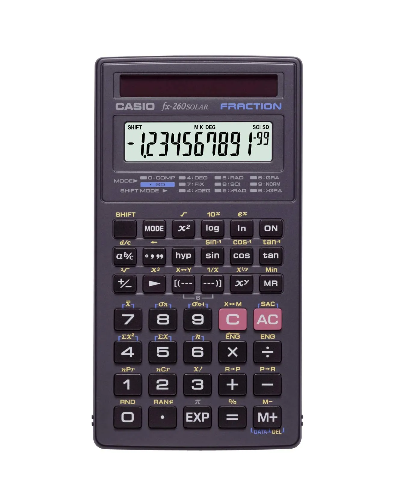 Casio FX260SLRSC Solar Scientific Calculator - Black, 10-Digit Display, Trigonometric Functions