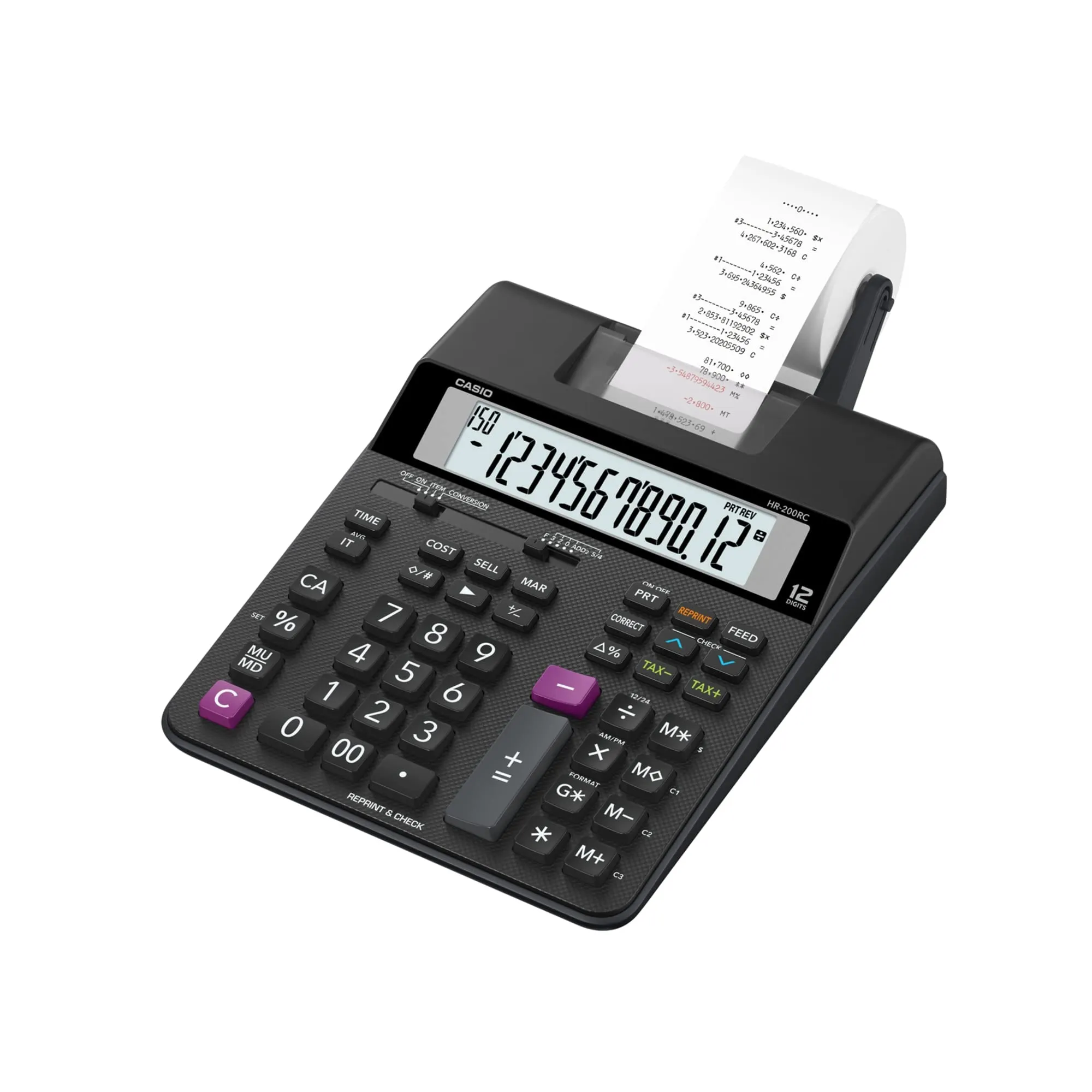 Casio HR-200RC Mini-Desktop Printing Calculator with Extra-Large 12-Digit Display