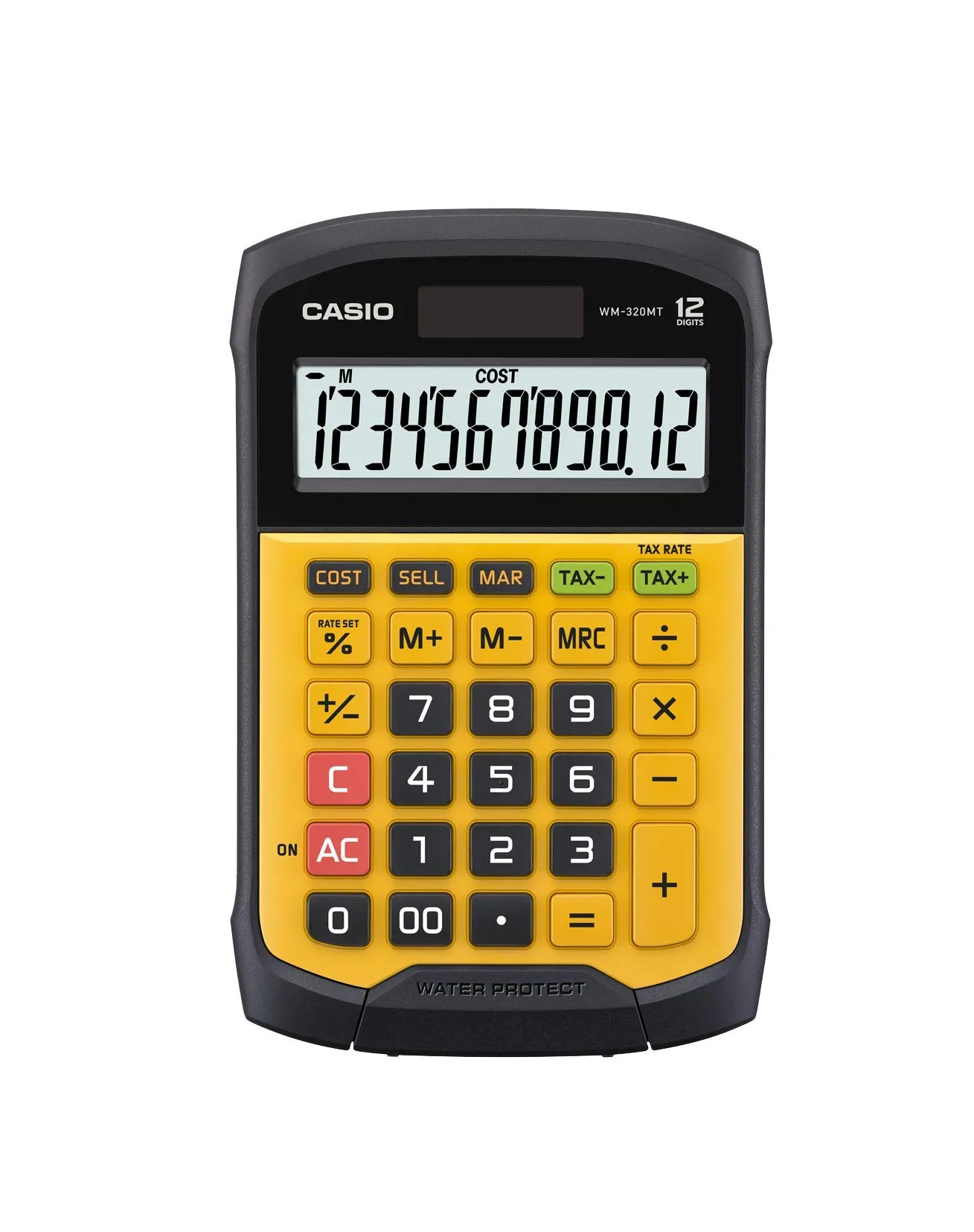 Casio WM-320MT-BOX Desktop Calculator with 12-Digit Display, Dual Power, and Washable Keyboard