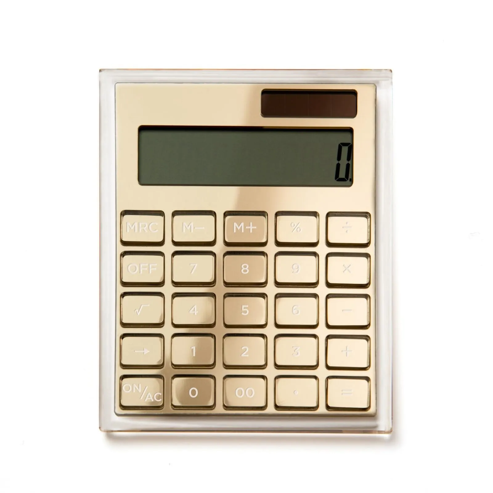 Clear Russell+Hazel Acrylic Calculator with Gold-Toned Hardware, 25'x5.875'x4.375'