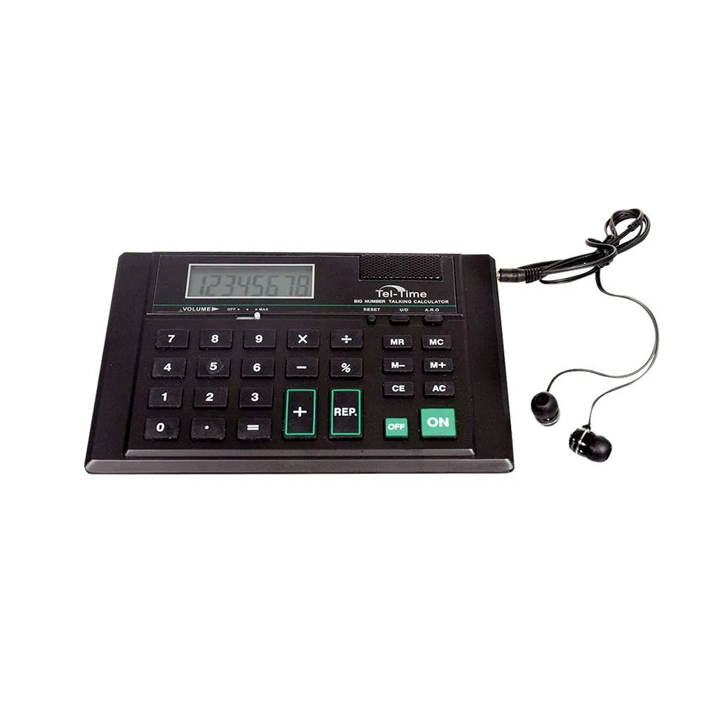 Desk-Top Talking Calculator with Single Earbud, 8-Digit Display, Clear Voice, Adjustable Volume