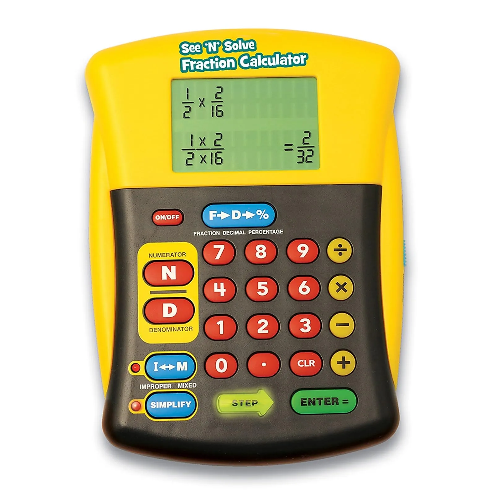 Educational Insights See 'N' Solve Fraction Calculator - Easy-to-Use, Step-by-Step Learning Tool