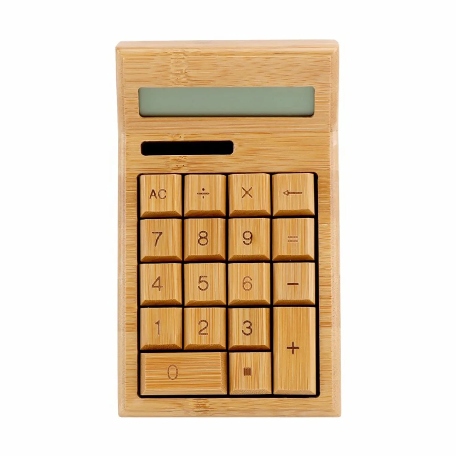 Handcrafted Bamboo Wooden Solar Calculator with 12-Digit Display for Eco-Friendly Calculations