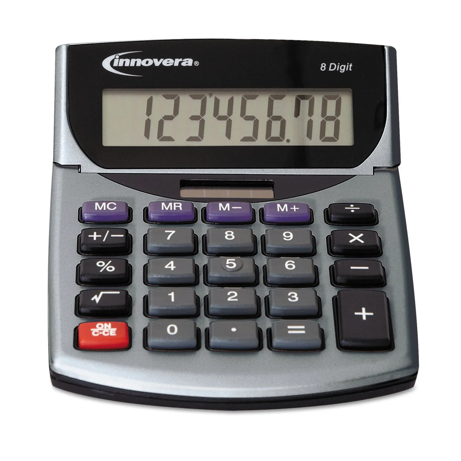 INNOVERA 15927 Portable Minidesk Calculator, 8-Digit LCD, Dual Solar/Battery Powered