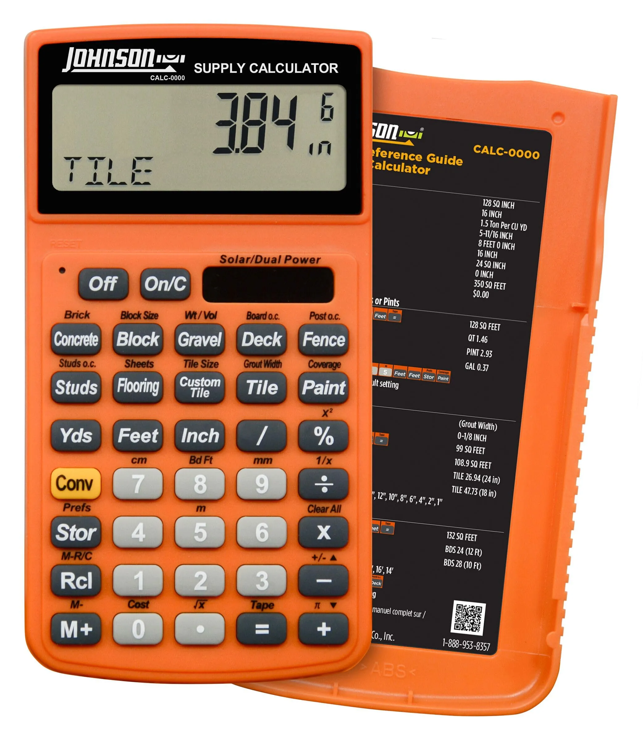 Johnson Level & Tools CALC-0000 Supply Calculator - Durable, Solar-Powered, Easy-to-Read LCD