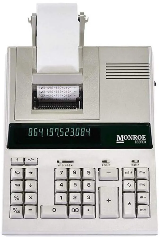 Monroe 122PDX Medium Duty Printing Calculator with 12-Digit Display and Large Keys