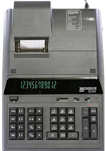 Monroe 8130X Heavy-Duty 12-Digit Professional Calculator in Black with Extended Life Body