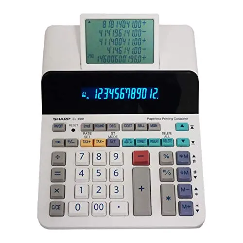 Sharp EL-1901 Paperless Printing Calculator, 12-Digit LCD, Eco-Friendly, Quiet, Fast Functionality