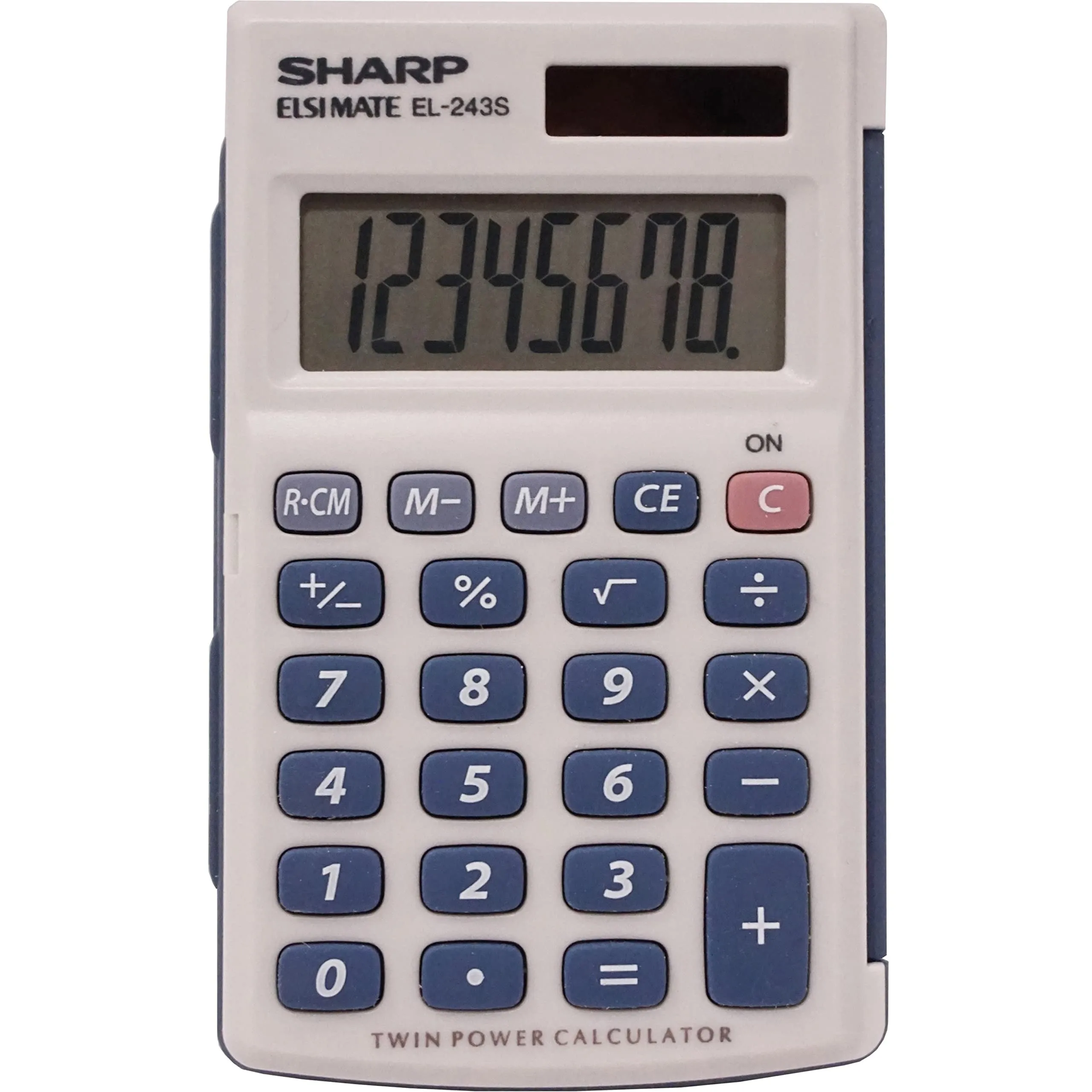 Sharp EL-243SB 8-Digit Pocket Calculator with Hinged Cover and Large LCD Display