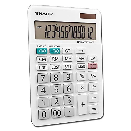 Sharp EL-334WB Business Calculator, White - Extra-Large LCD, Durable Keys, Cost-Sell-Margin Functions