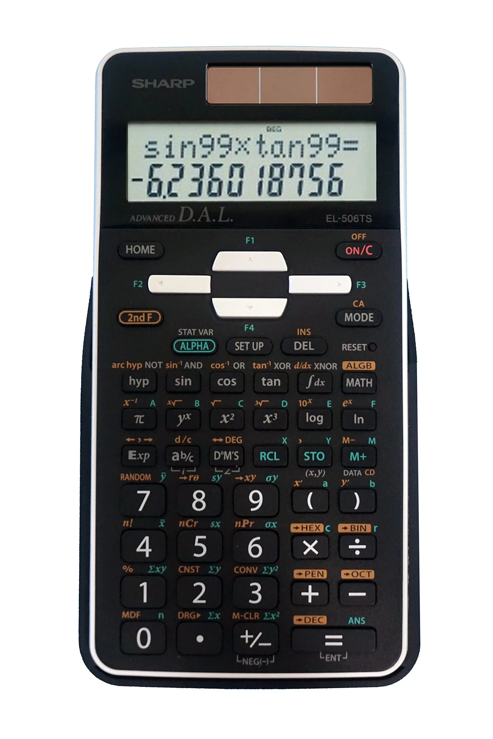 Sharp EL-506TSBBW 12-Digit Engineering/Scientific Calculator - Black, Solar & Battery Powered