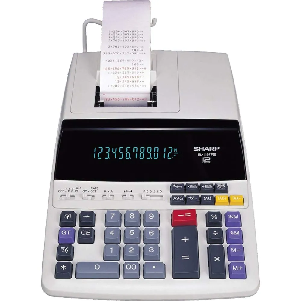 Sharp EL1197 10-Digit Printing Calculator with Standard Paper Roll and Ink Ribbon