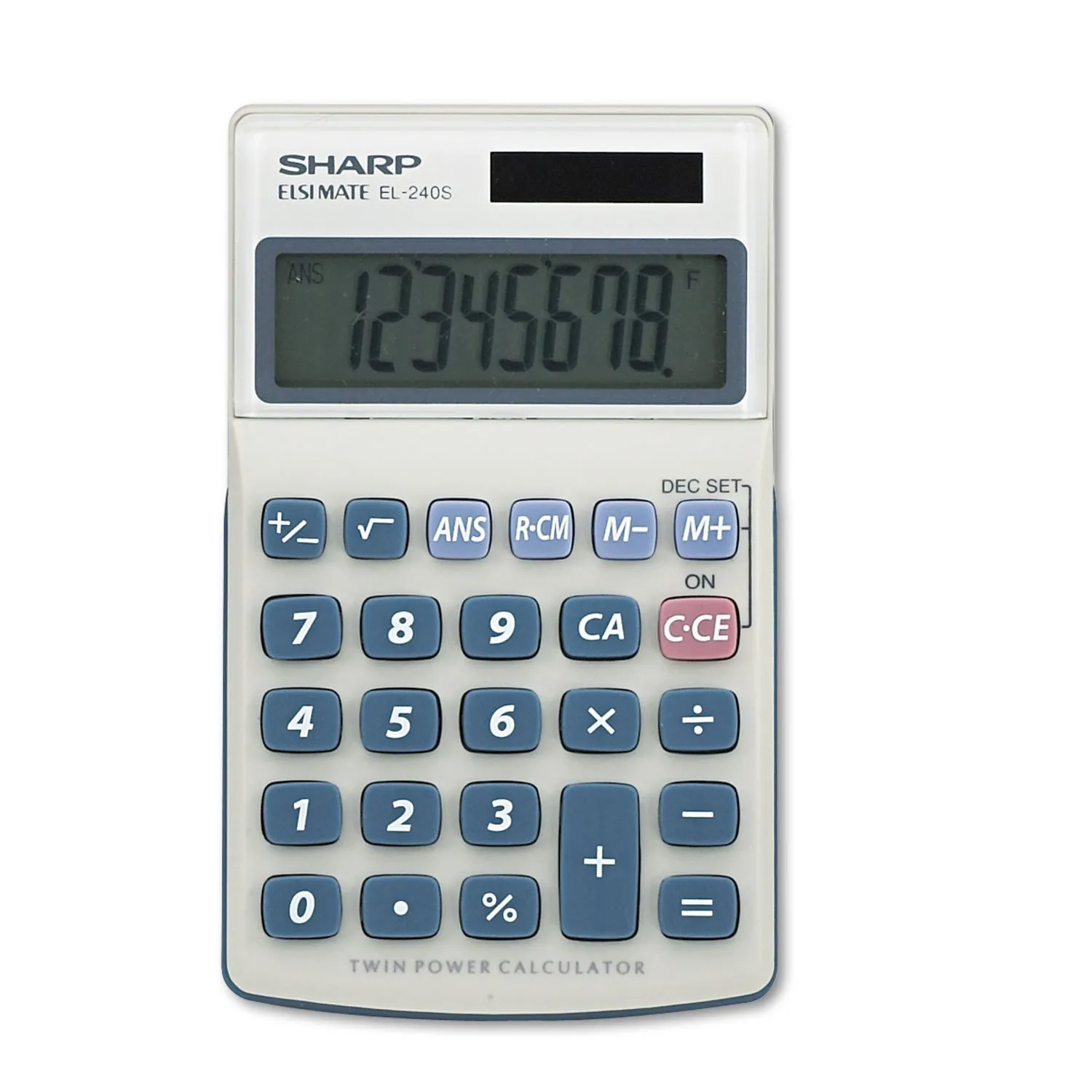 Sharp EL240SAB Handheld Business Calculator - 8-Digit LCD, Solar/Battery, Extra-Large Display