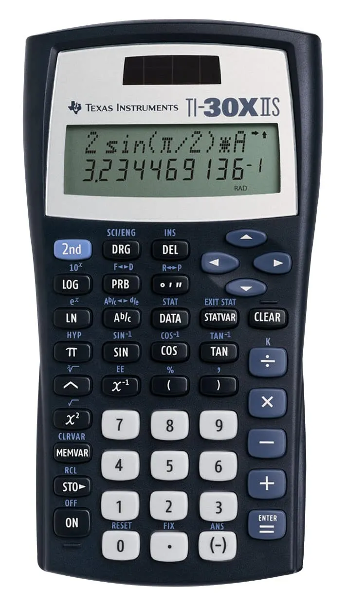 Texas Instruments Scientific Calculator TI-30XIIS, 5.1' Height, 2.6' Width, Solar Power