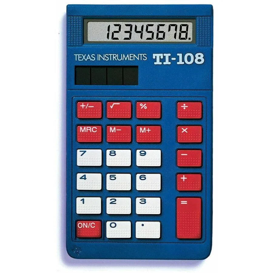 Texas Instruments TI-108 Solar Powered Calculator - 8 Digits with Clear Functions