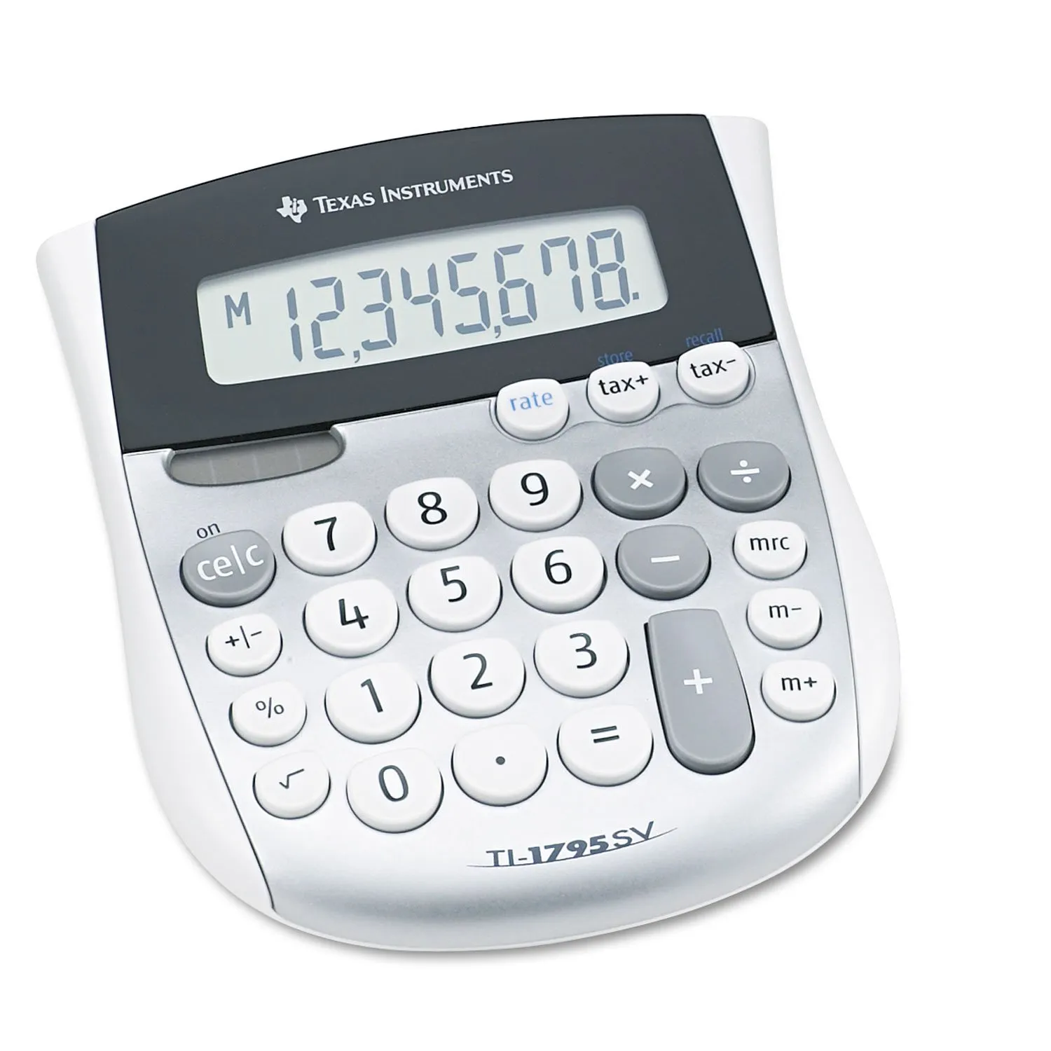 Texas Instruments TI-1795SV Minidesk Calculator - 8-Digit LCD, Dual Power, Large Keys