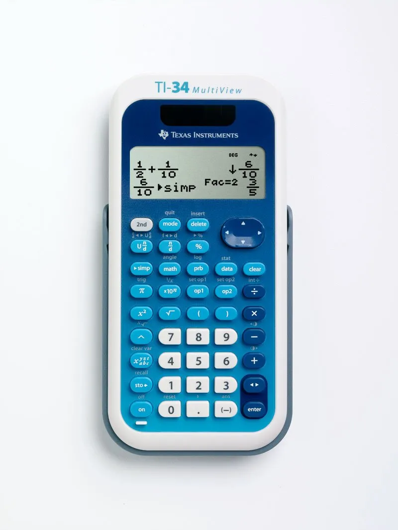 Texas Instruments TI-34MV Scientific Calculator, 4-Line Display, Dual Power, Compact Design