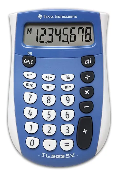 Texas Instruments TI-503 SV Pocket Calculator, 8-Digit LCD, Made in Germany