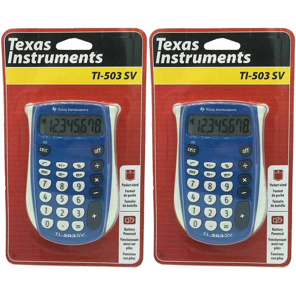 Texas Instruments TI-503SV Handheld Calculator, 8-Digit LCD, 2-Pack